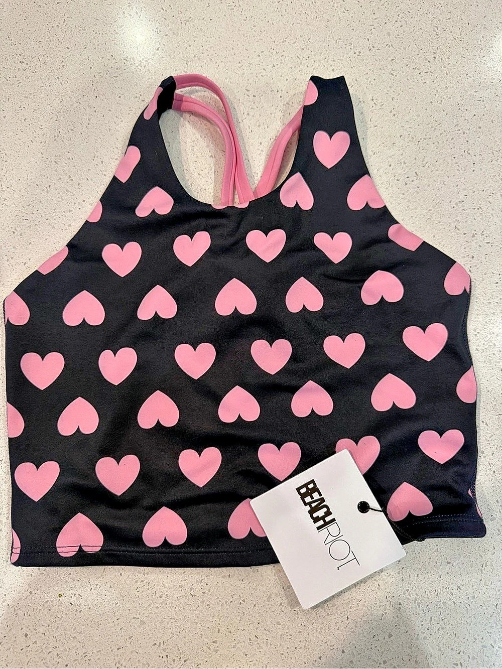 Beach Riot Lohe Heart Print Crop Top Size 11/12 NWT